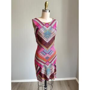 Mara Hoffman Kasuri Cutout Back Bodycon Dress Medium Colorful Stretchy‎ Boho